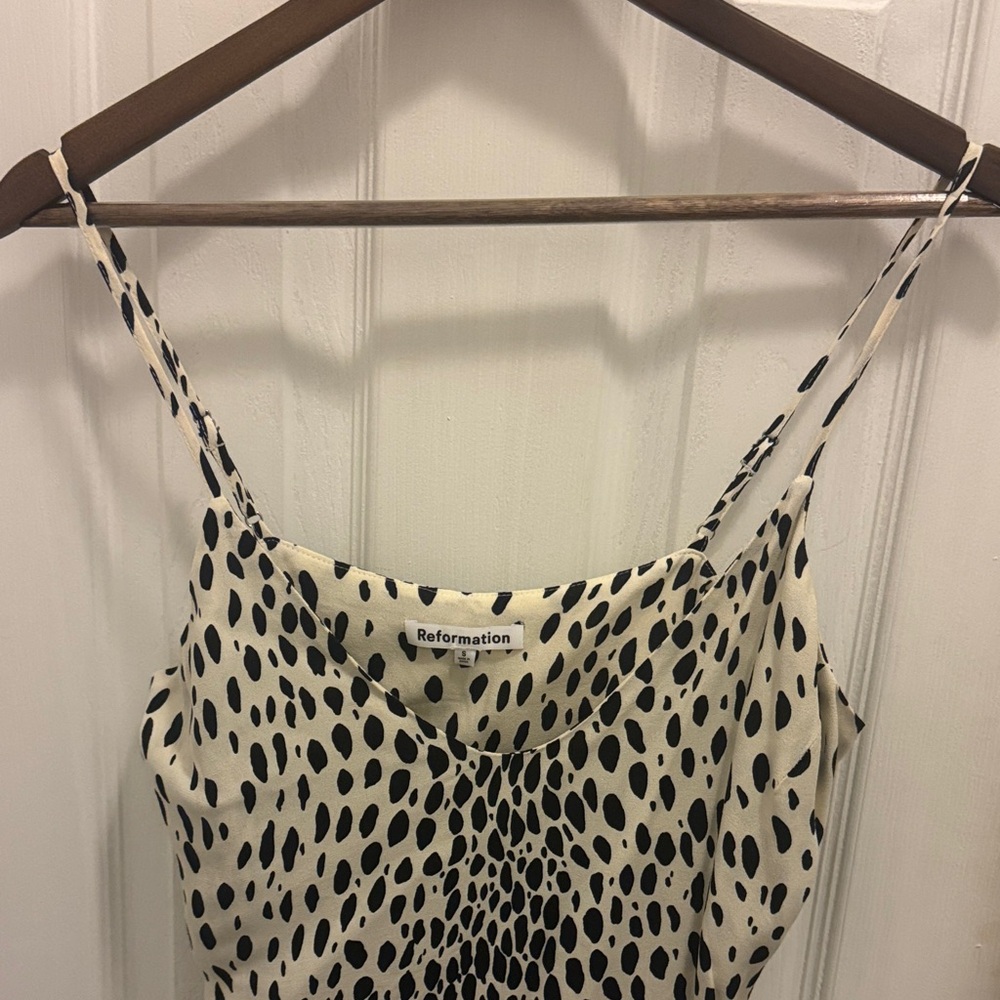 Reformation Black and Cream Spotted Camisole